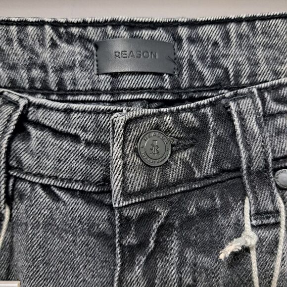 Reason Two Tone Gothic Western Skinny Flare Denim Jeans Size 32W Charcoal NWT - Picture 12 of 13